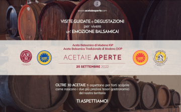 25 SETTEMBRE 2022 ACETAIE APERTE: UN VIAGGIO ALLA SCOPERTA DEI LUOGHI DI PRODUZIONE DEL BALSAMICO